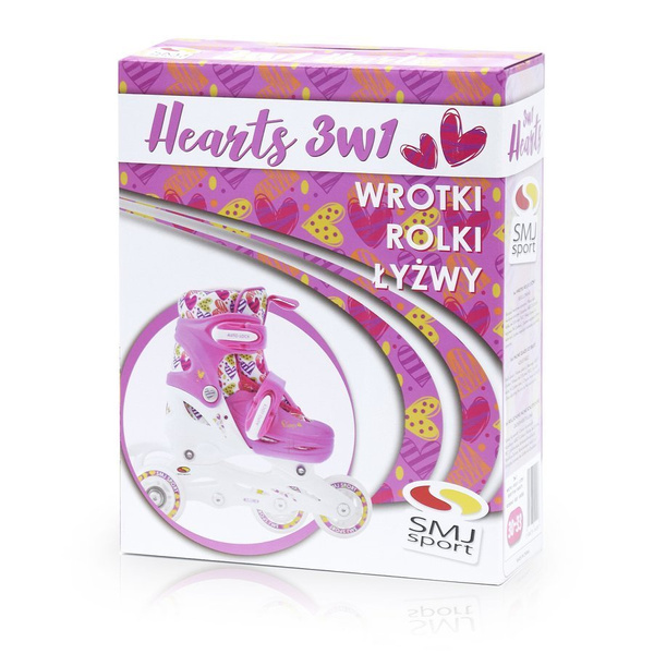 HEARTS LED 3w1 WROTKI-ROLKI-ŁYŻWY regulowane SMJ sport